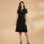 Women's Dress with Contrasting Lace and Accentuated Waist