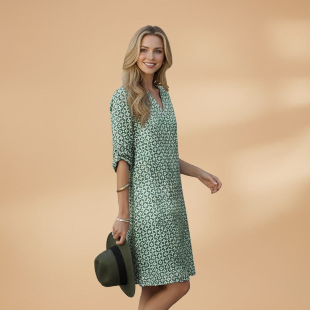 Women's Dress with Short Sleeves and Loose Fit