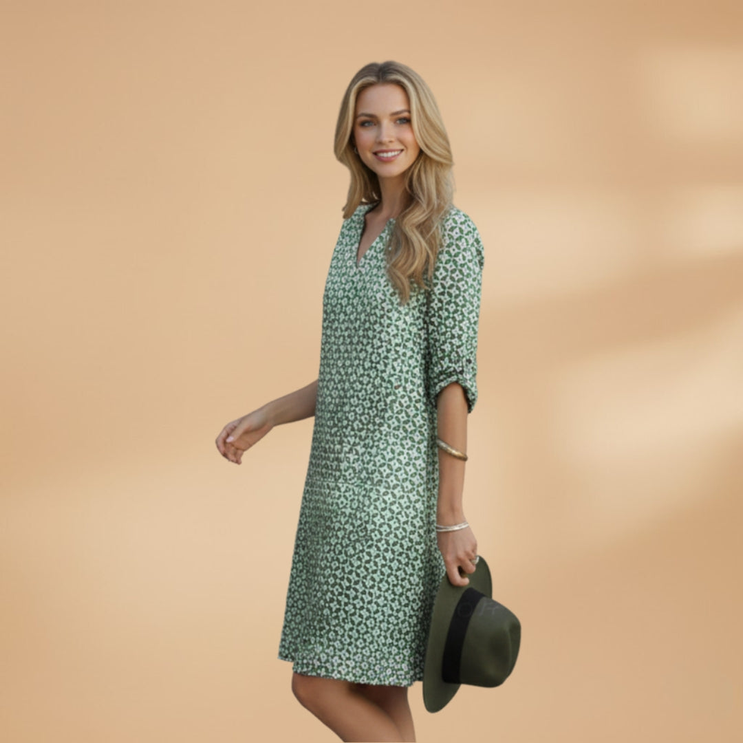 Women's Dress with Short Sleeves and Loose Fit