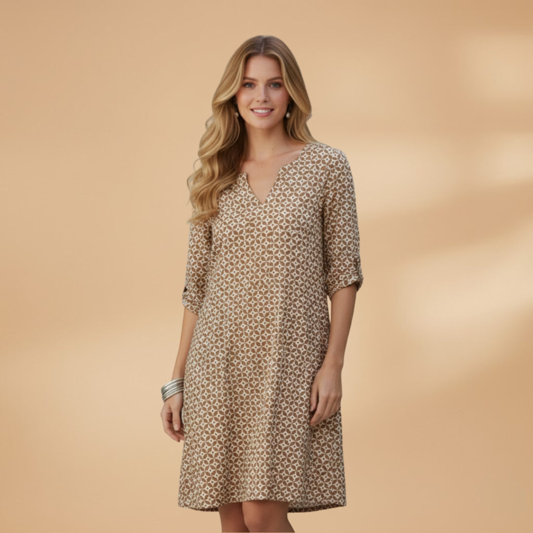 Women's Dress with Short Sleeves and Loose Fit