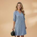 Women's Dress with Short Sleeves and Loose Fit