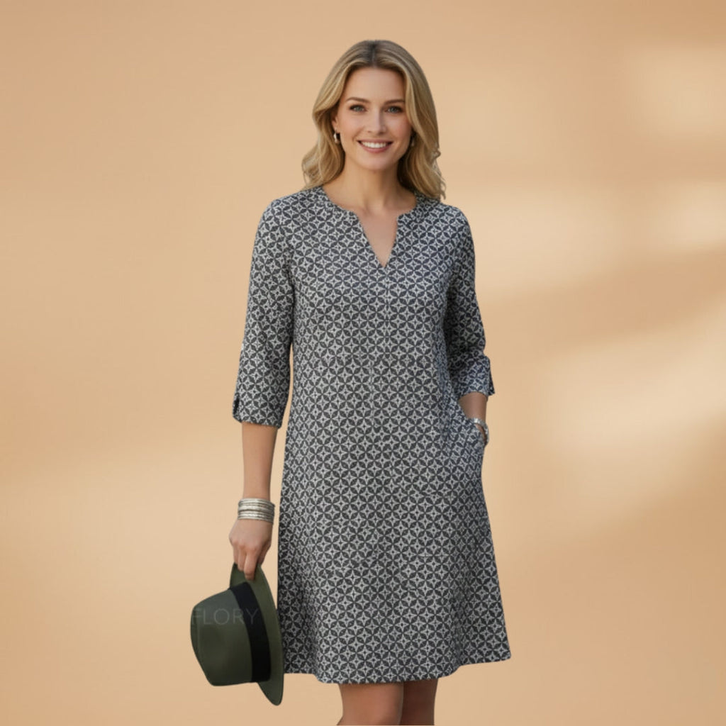 Women's Dress with Short Sleeves and Loose Fit