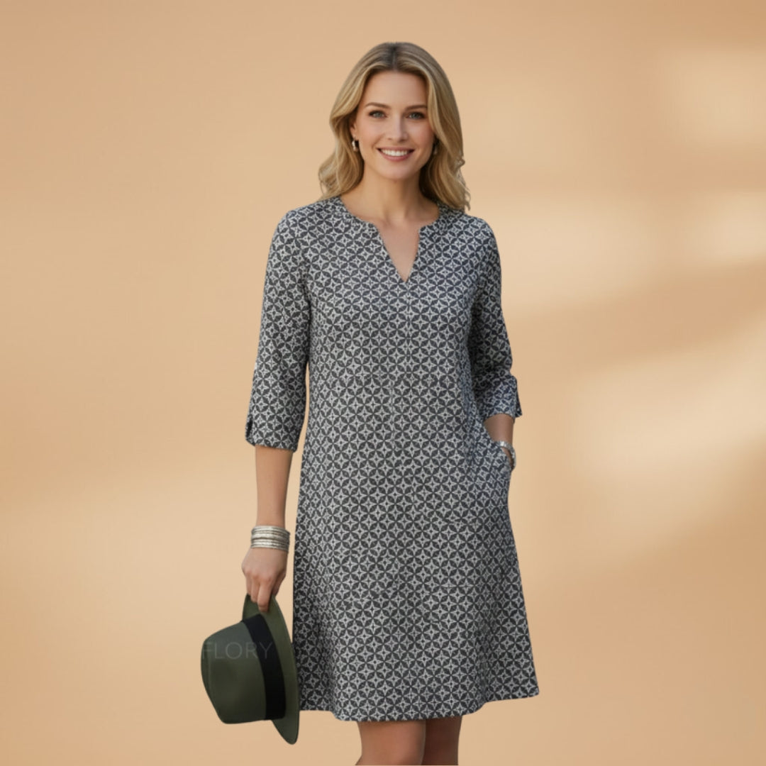 Women's Dress with Short Sleeves and Loose Fit