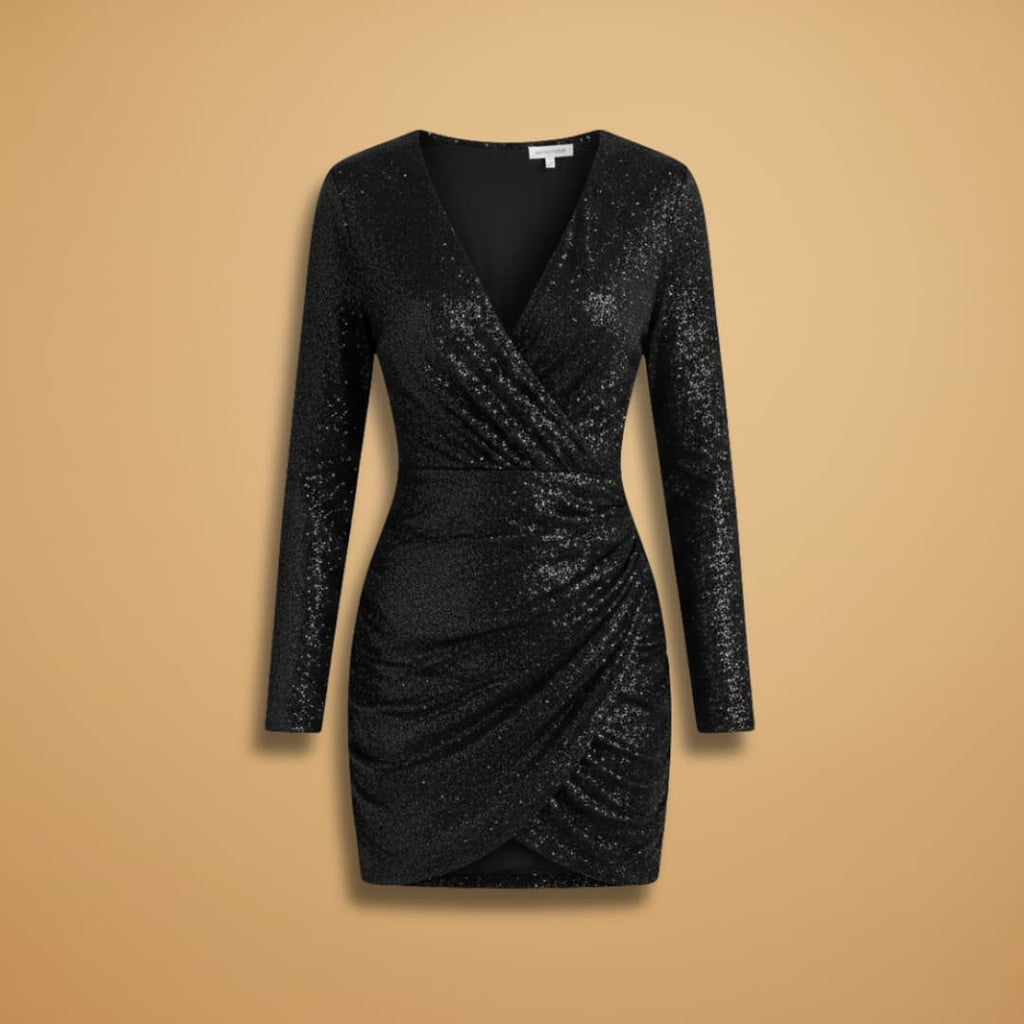 Women’s Dress with V-Neck and Asymmetrical Hem