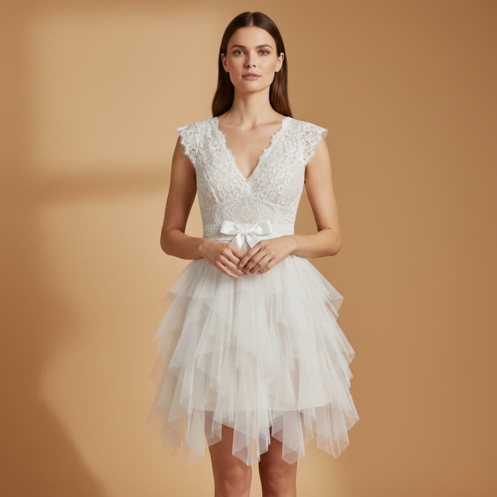 Women’s Dress with V-Neck and Mesh Detail
