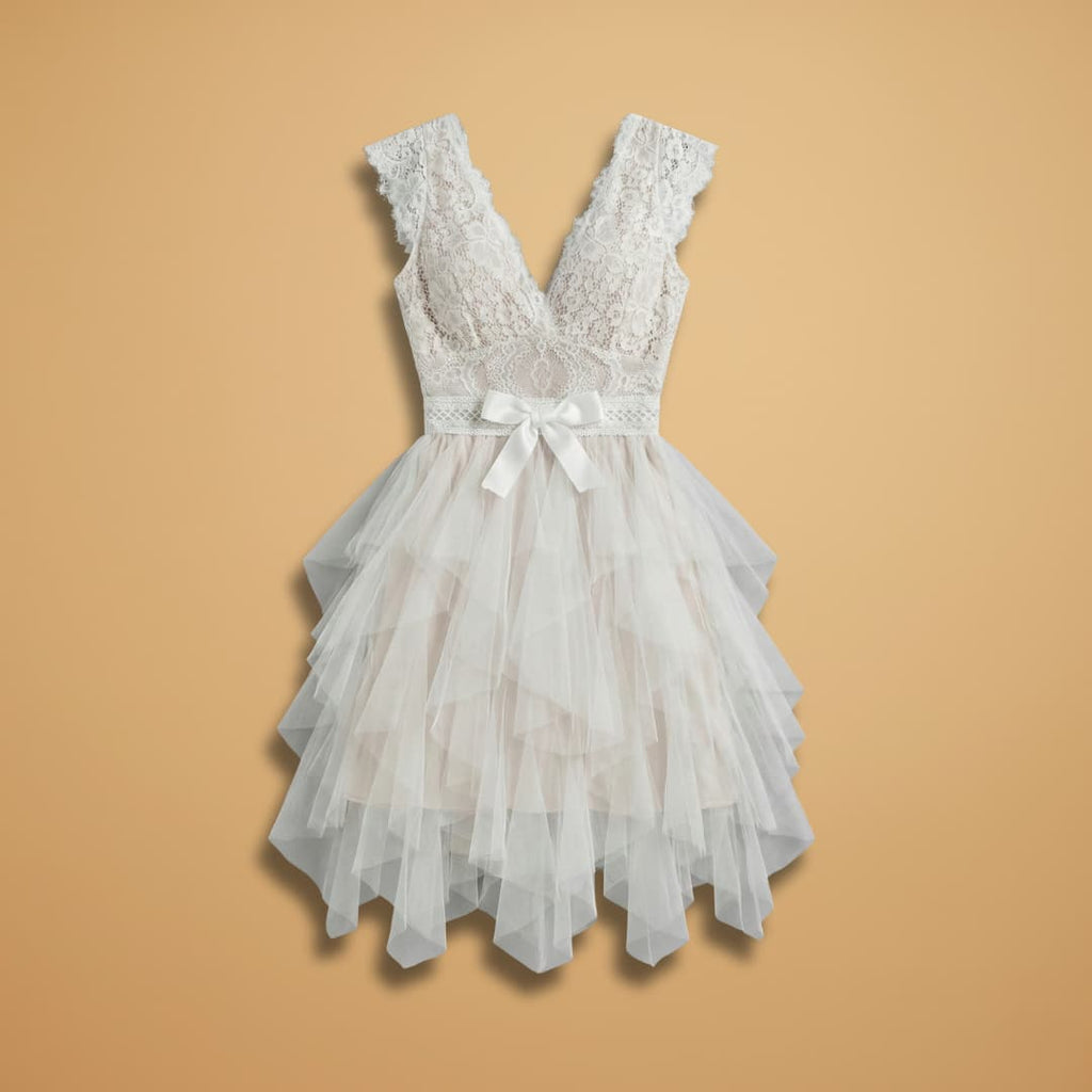 Women’s Dress with V-Neck and Mesh Detail