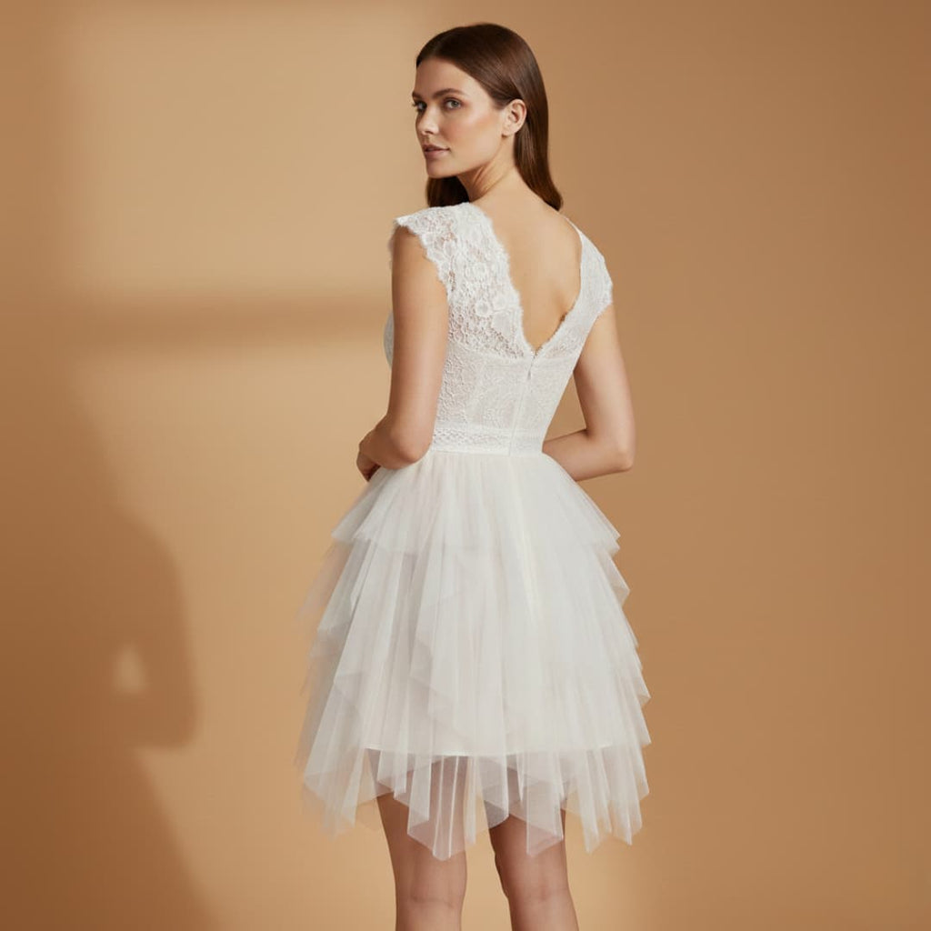 Women’s Dress with V-Neck and Mesh Detail