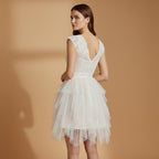 Women’s Dress with V-Neck and Mesh Detail