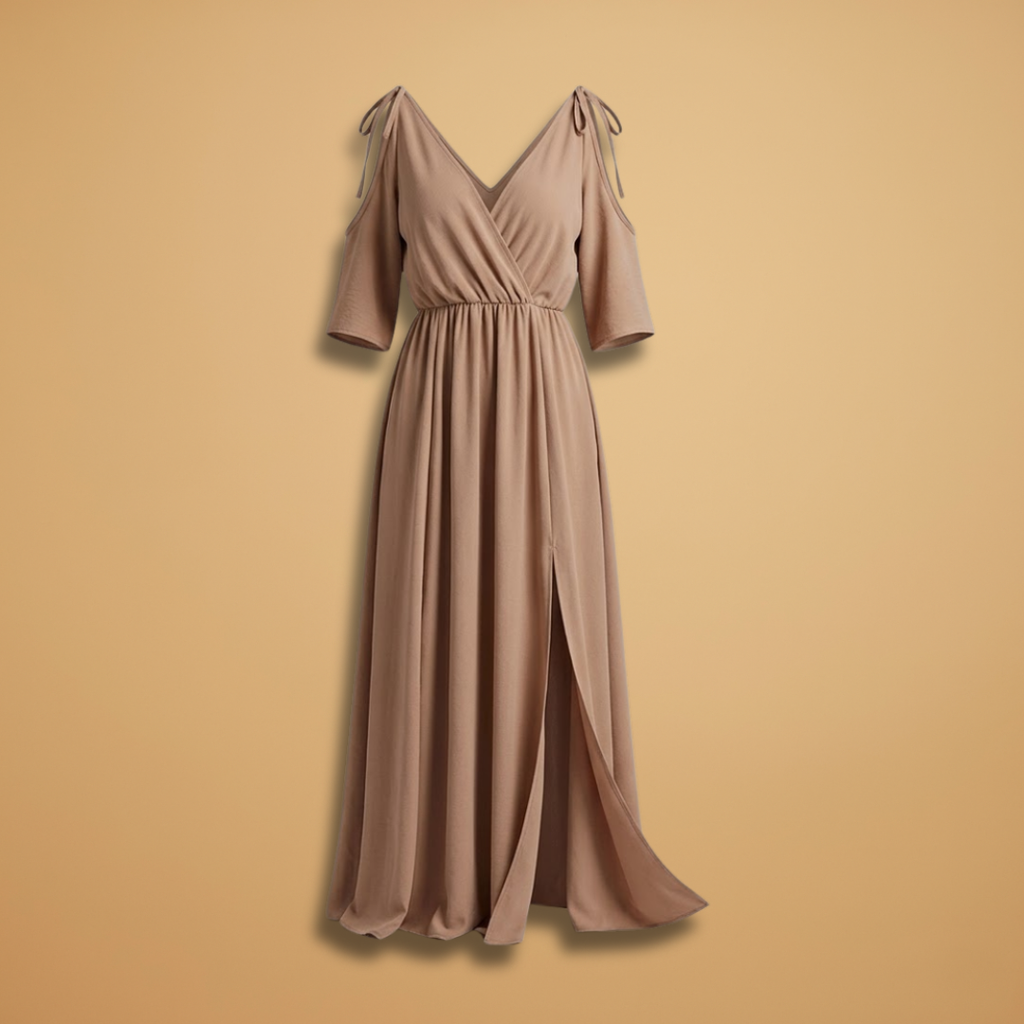 Women’s Dress with V-Neck and Side Slit