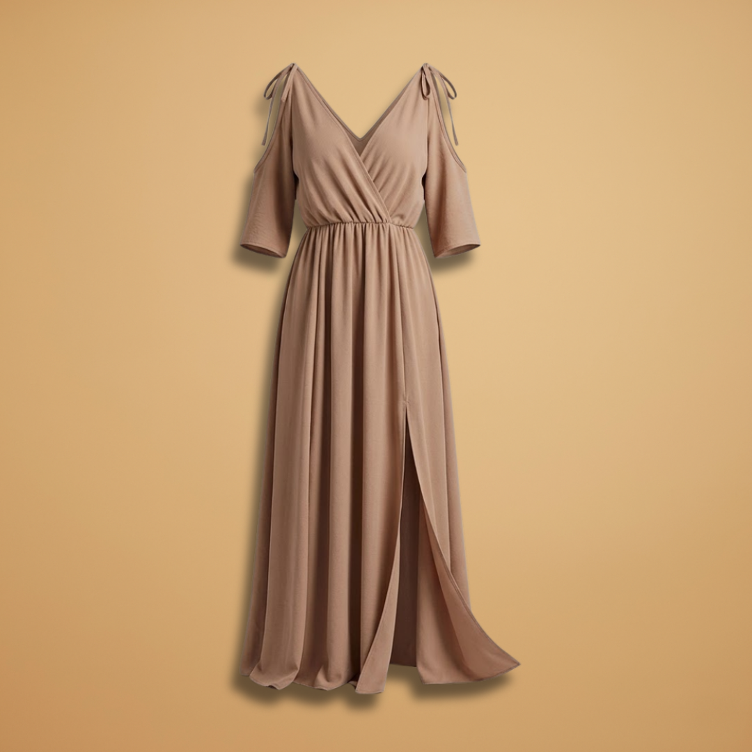 Women’s Dress with V-Neck and Side Slit