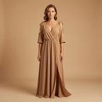 Women’s Dress with V-Neck and Side Slit