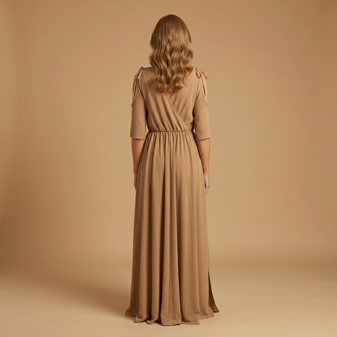 Women’s Dress with V-Neck and Side Slit