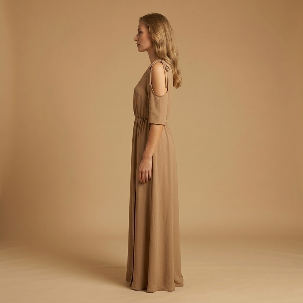 Women’s Dress with V-Neck and Side Slit