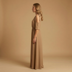 Women’s Dress with V-Neck and Side Slit