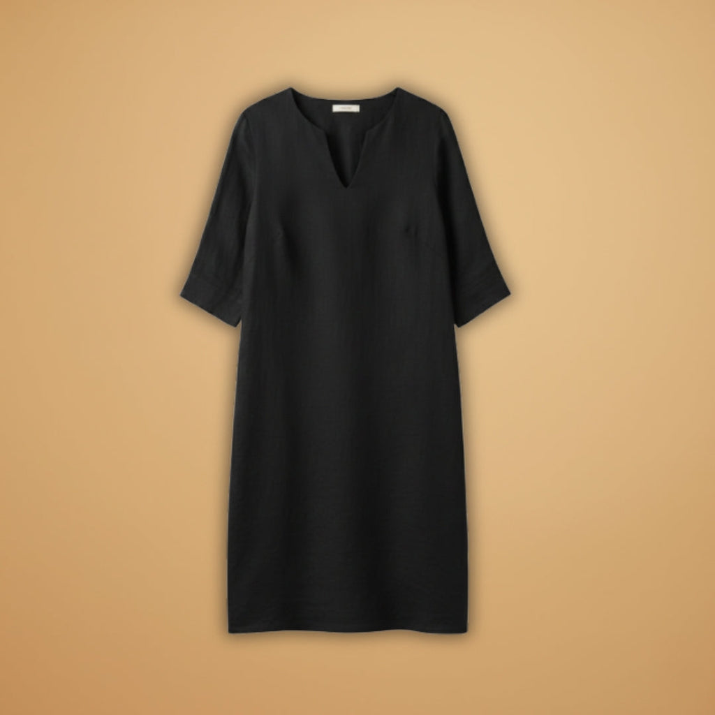 Women's Dress with V-Neck and Three-Quarter Sleeves