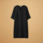 Women's Dress with V-Neck and Three-Quarter Sleeves
