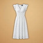 Women's Dress with V-Neckline and Lace Surface