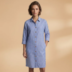Women's Dress with striped surface and short sleeves