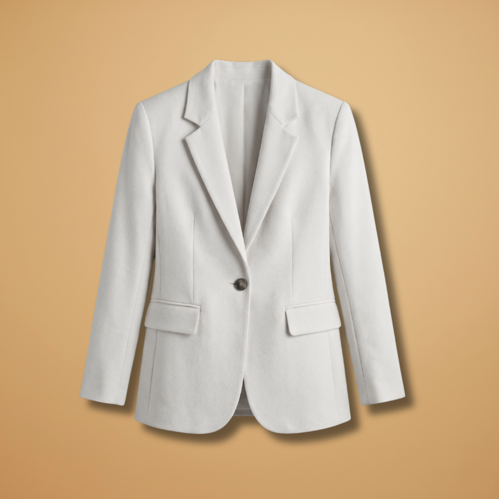 Women's Everyday Blazer with Single-Button Closure and Flap Pockets