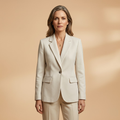 Women's Everyday Blazer with Single-Button Closure and Flap Pockets