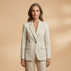 Women's Everyday Blazer with Single-Button Closure and Flap Pockets
