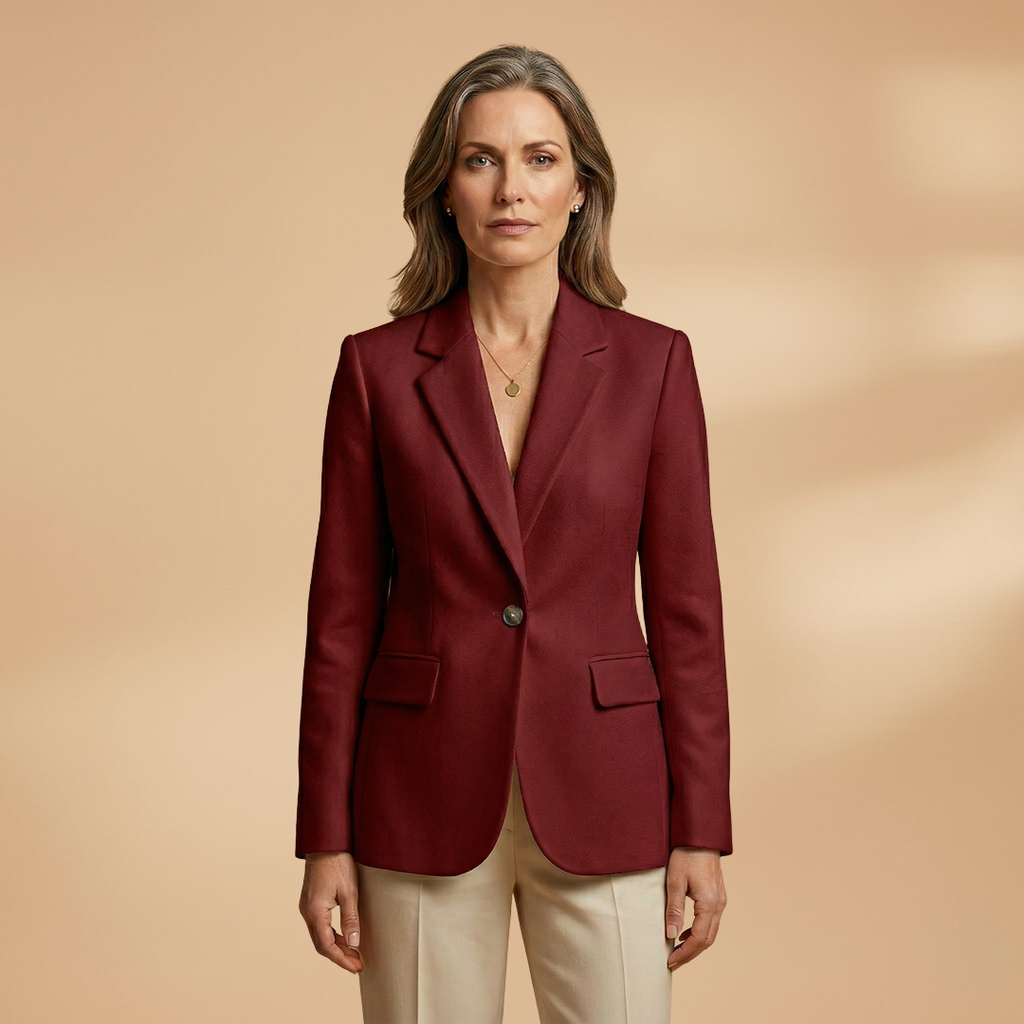 Women's Everyday Blazer with Single-Button Closure and Flap Pockets
