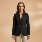 Women's Everyday Blazer with Single-Button Closure and Flap Pockets