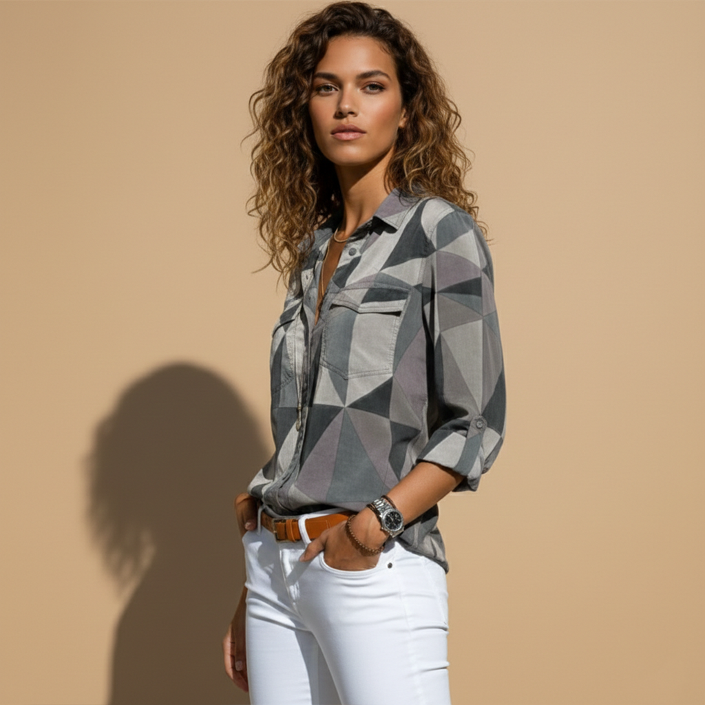 Women's Floral Blouse with Relaxed Fit and Lightweight Fabric