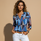 Women's Floral Blouse with Relaxed Fit and Lightweight Fabric