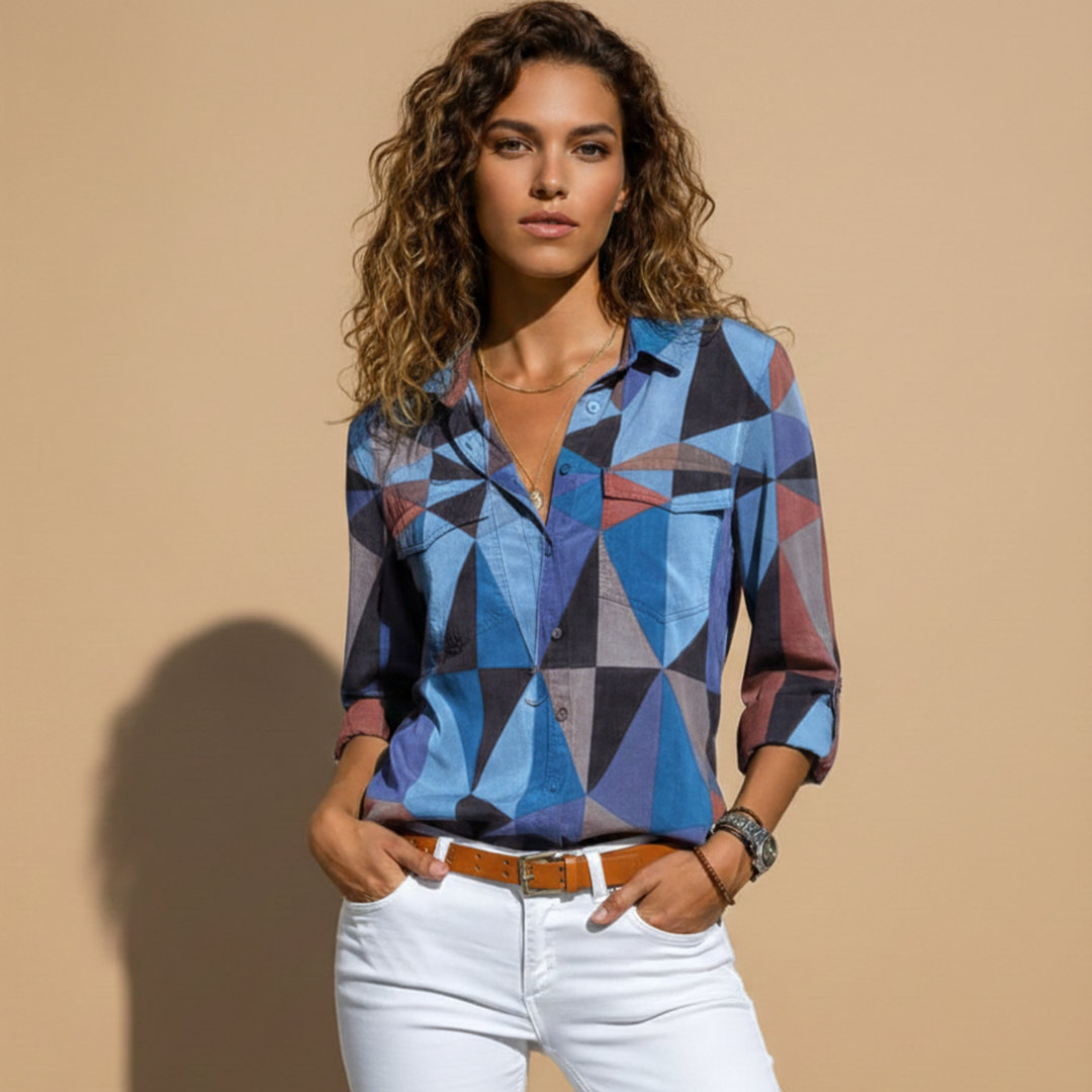 Women's Floral Blouse with Relaxed Fit and Lightweight Fabric