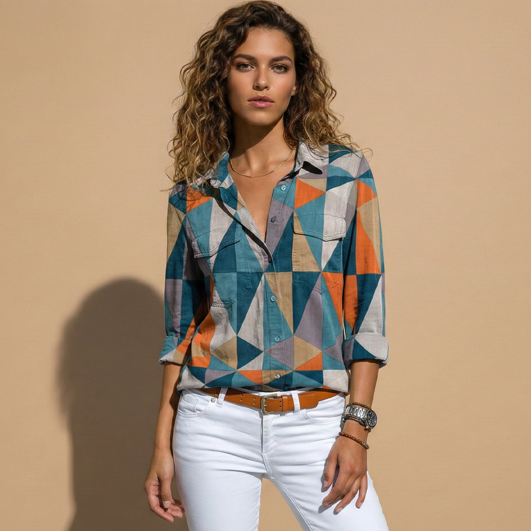Women's Floral Blouse with Relaxed Fit and Lightweight Fabric