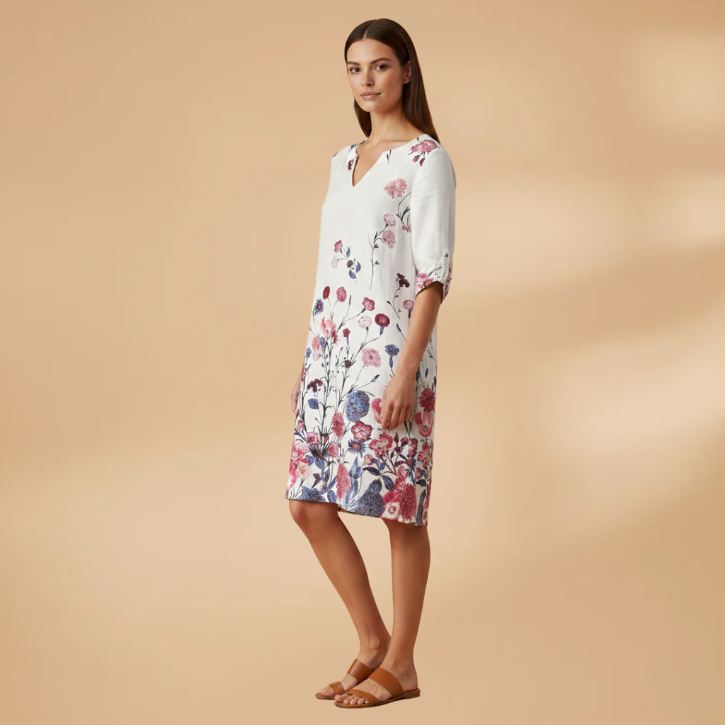 Women's Floral Dress with Versatile Styling for Casual or Festive Occasions