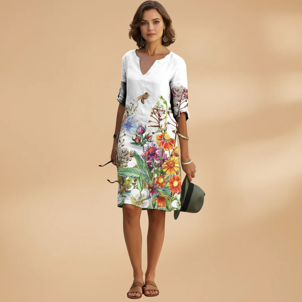 Women's Floral Dress with Versatile Styling for Casual or Festive Occasions