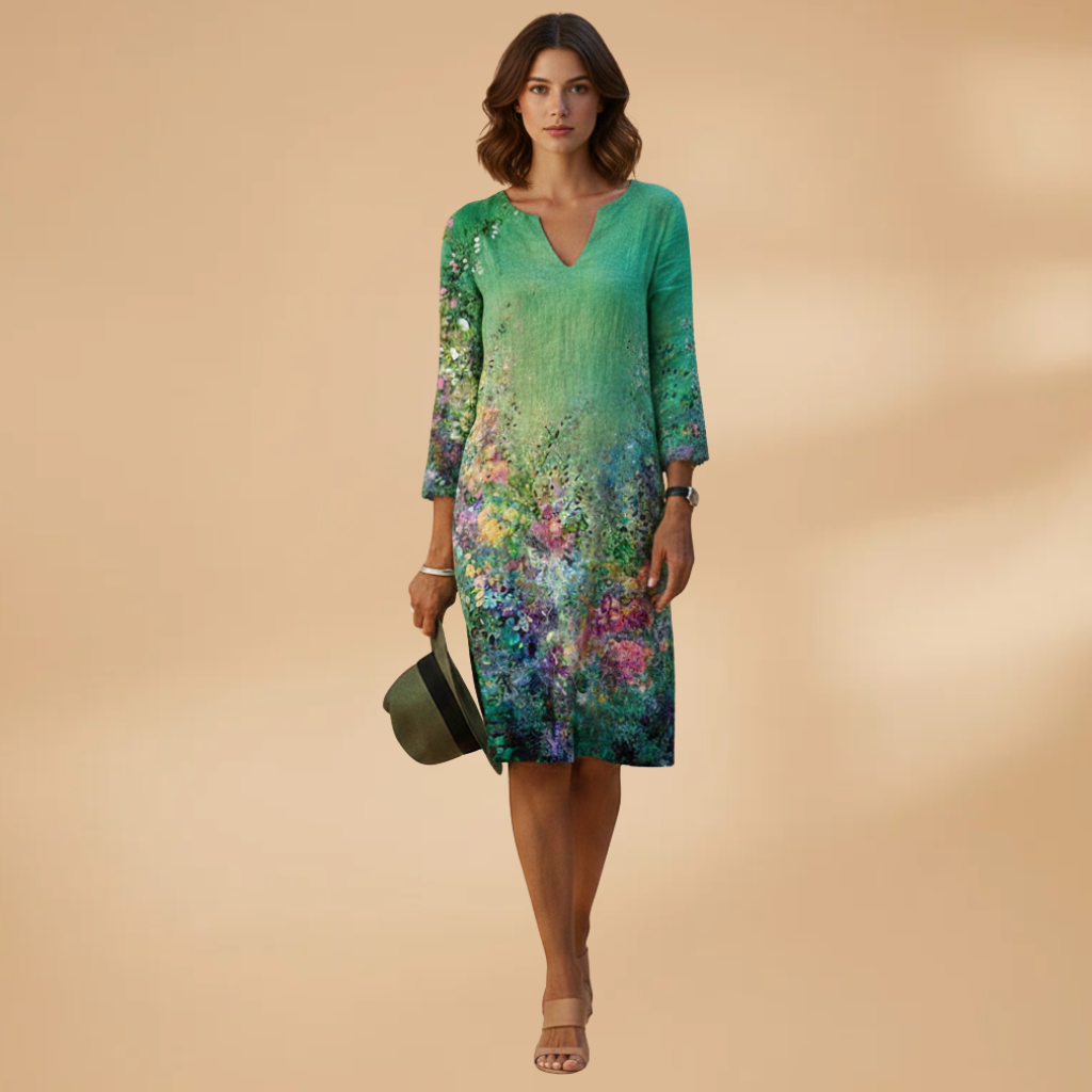 Women's Floral Dress with Versatile Styling for Casual or Festive Occasions
