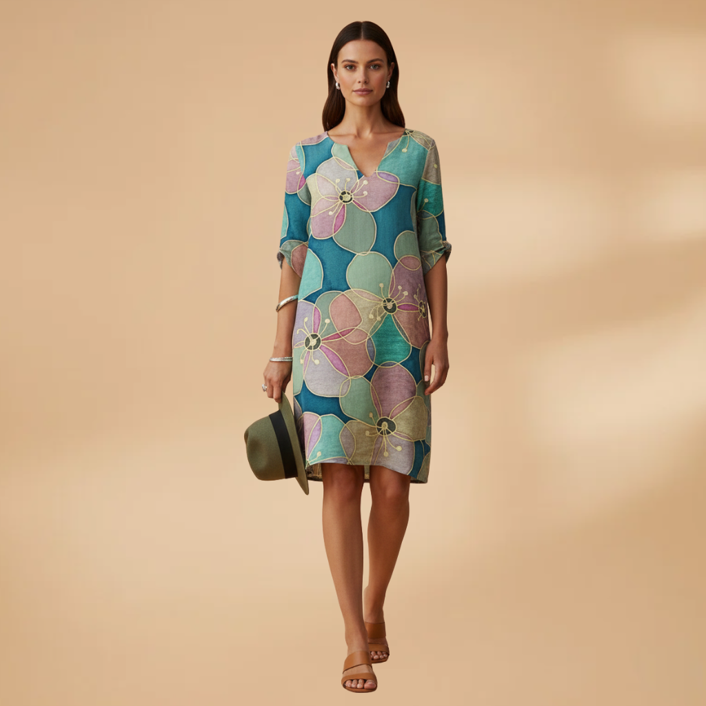 Women's Floral Dress with Versatile Styling for Casual or Festive Occasions