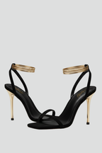 Women’s Heeled Sandals with Thin Strap and Wrap-Around Ankle Strap