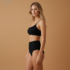 Women's High-Waisted Bikini Set with Straps and Textured Surface