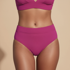 Women's High-Waisted Bikini Set with V-Neck Design and Stretch Fabric