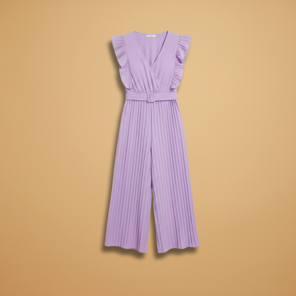 Women's Hooded Jumpsuit with V-Neck and Matching Belt