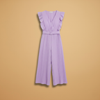 Women's Hooded Jumpsuit with V-Neck and Matching Belt