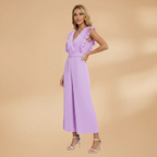 Women's Hooded Jumpsuit with V-Neck and Matching Belt