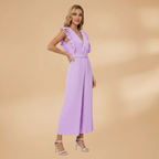 Women's Hooded Jumpsuit with V-Neck and Matching Belt