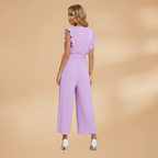 Women's Hooded Jumpsuit with V-Neck and Matching Belt