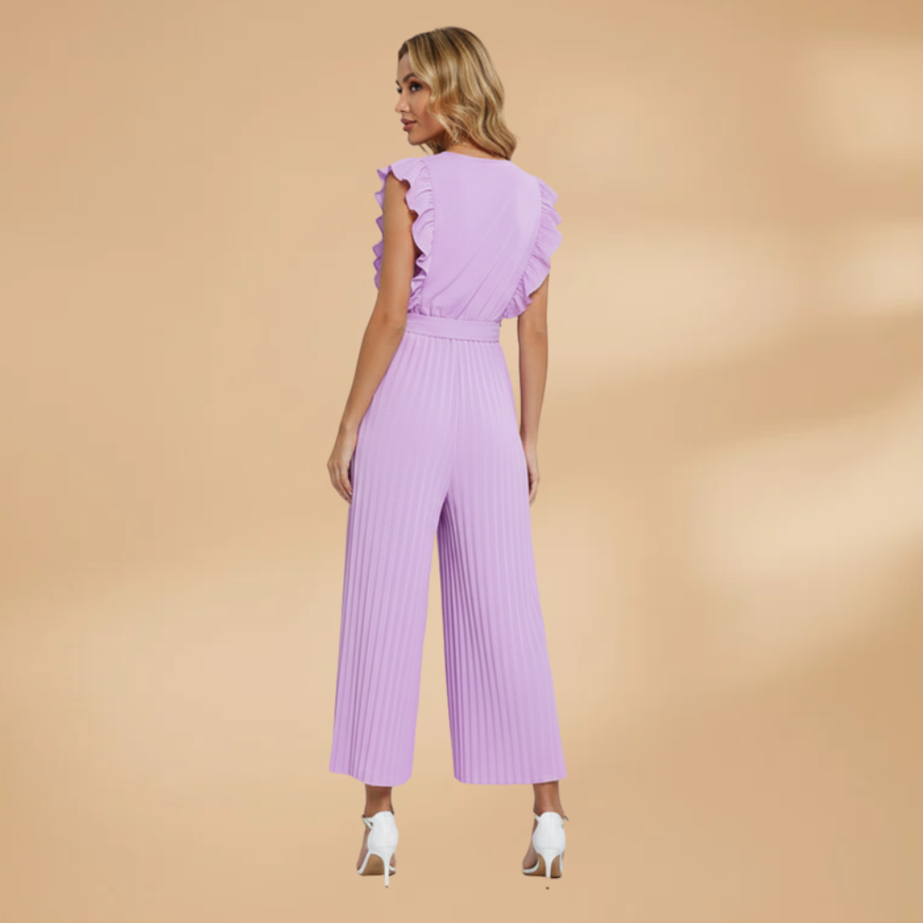 Women's Hooded Jumpsuit with V-Neck and Matching Belt
