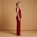 Women's Jumpsuit with Asymmetrical Shoulder and Wide Legs
