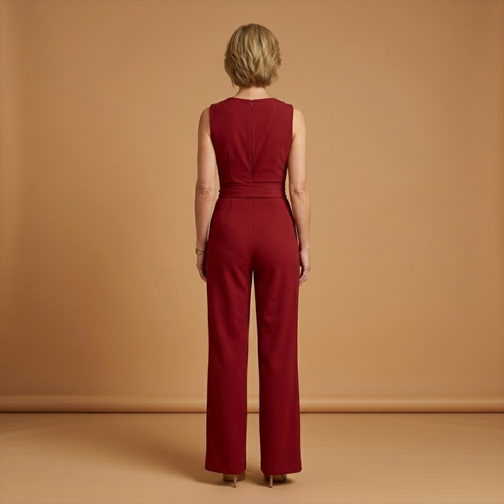 Women's Jumpsuit with Asymmetrical Shoulder and Wide Legs