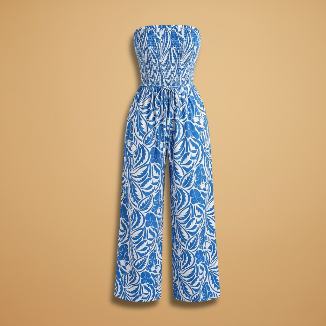Women's Jumpsuit with Elasticated Bodice and Wide Legs