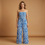 Women's Jumpsuit with Elasticated Bodice and Wide Legs