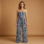 Women's Jumpsuit with Elasticated Bodice and Wide Legs