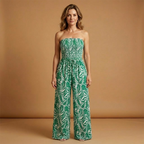 Women's Jumpsuit with Elasticated Bodice and Wide Legs
